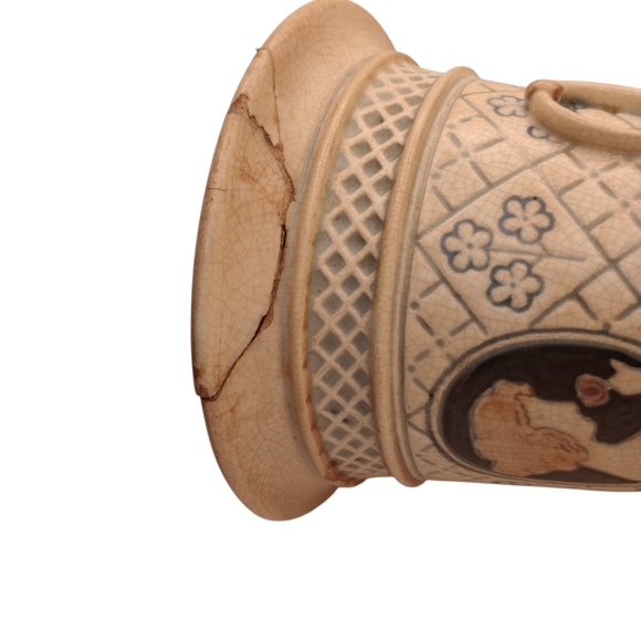 Weller Ethel 10.5" Trumpet Vase W/Cameos Named For Weller's Daughter Ethel - Picture 9 of 11